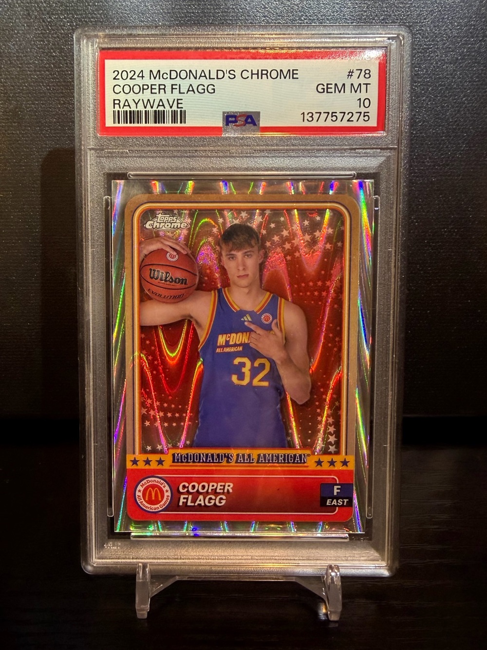 Topps 2024 Chrome McDonald's All American Cooper Flagg #78 RayWave RC PSA 10